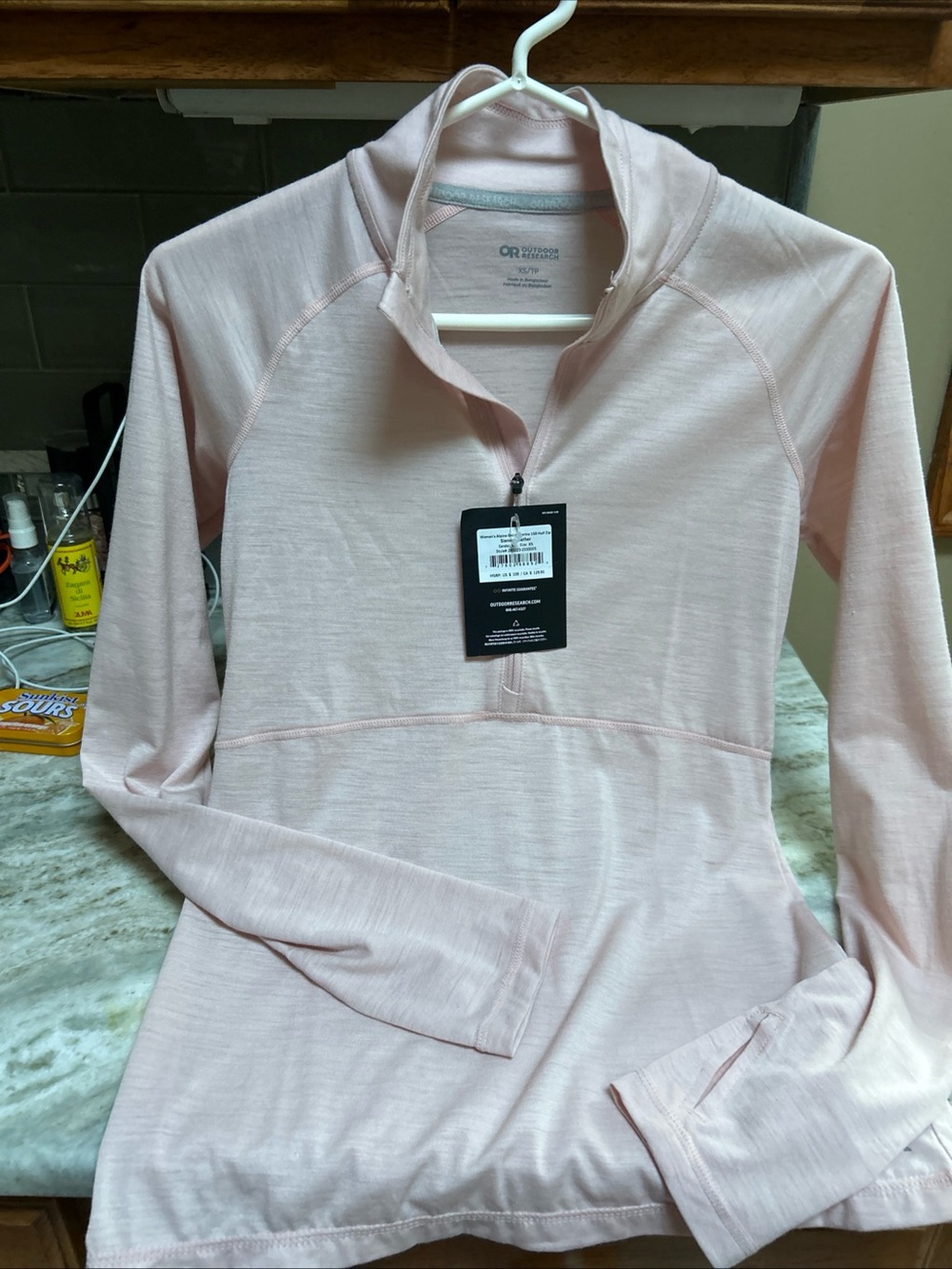 Outdoor Research Alpine Onset Merino 150 1/2 Zip Sienna Heather Pink XS HIKE New